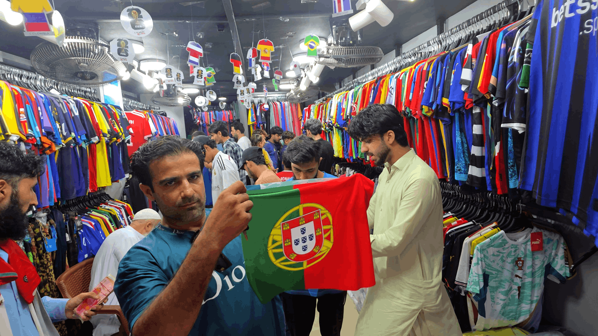 Football and the festival of joy: Karachi vendors stock up jerseys, scarves, shoes